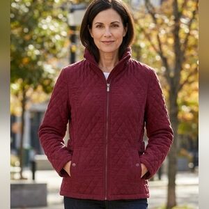 Giacca Maroon Puffer Jacket Quilted Insulated